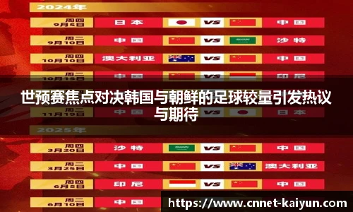 世预赛焦点对决韩国与朝鲜的足球较量引发热议与期待