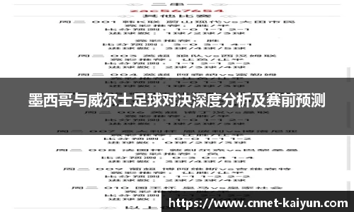 墨西哥与威尔士足球对决深度分析及赛前预测